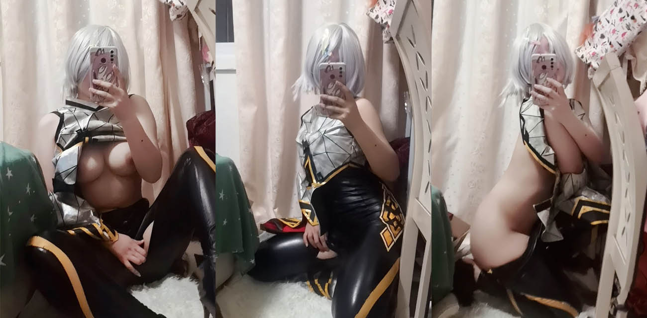 福利姬【沐沐酱】Cos王者荣耀东方镜原皮，嫩穴在镜头前肆意展示，道具狂怼时淫水声清晰可闻